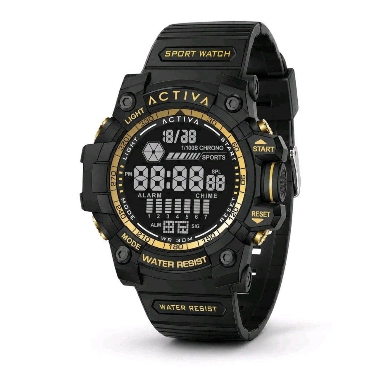 Activa by Invicta ACW8020-004 Men’s Black Gold Digital Sport Watch 56mm NIB 1