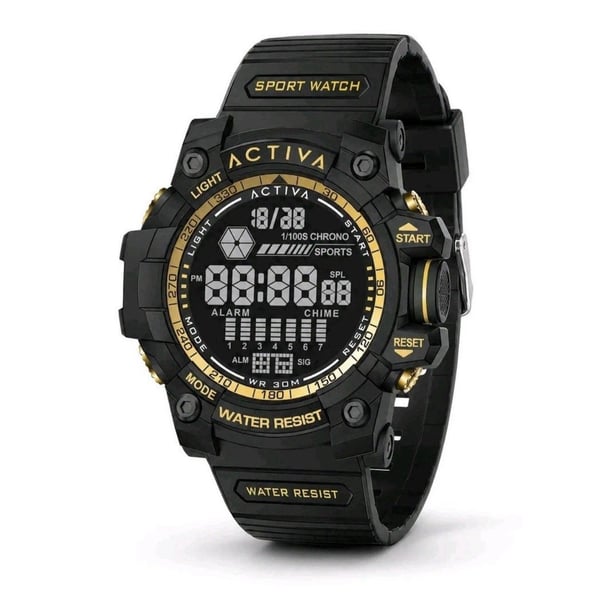 Activa by Invicta ACW8020-004 Men’s Black Gold Digital Sport Watch 56mm NIB
