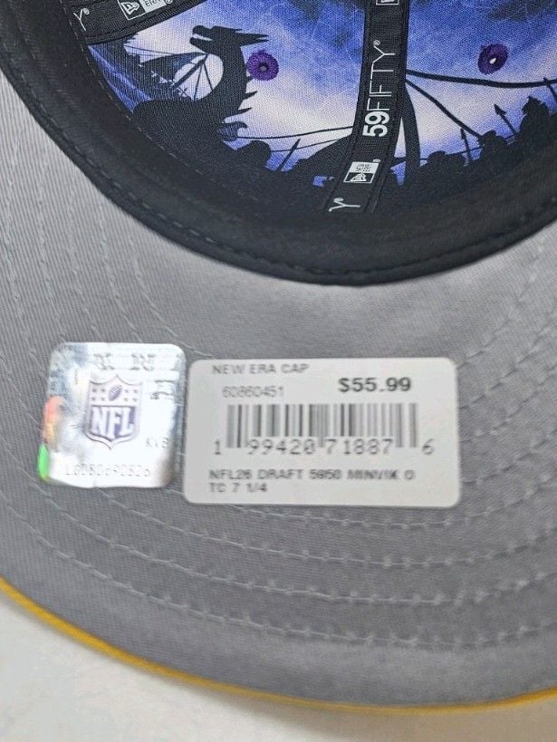 New Era Minnesota Vikings 59FIFTY Fitted Hat 7 1/4 Purple Gold Pre-Curved NWT 4