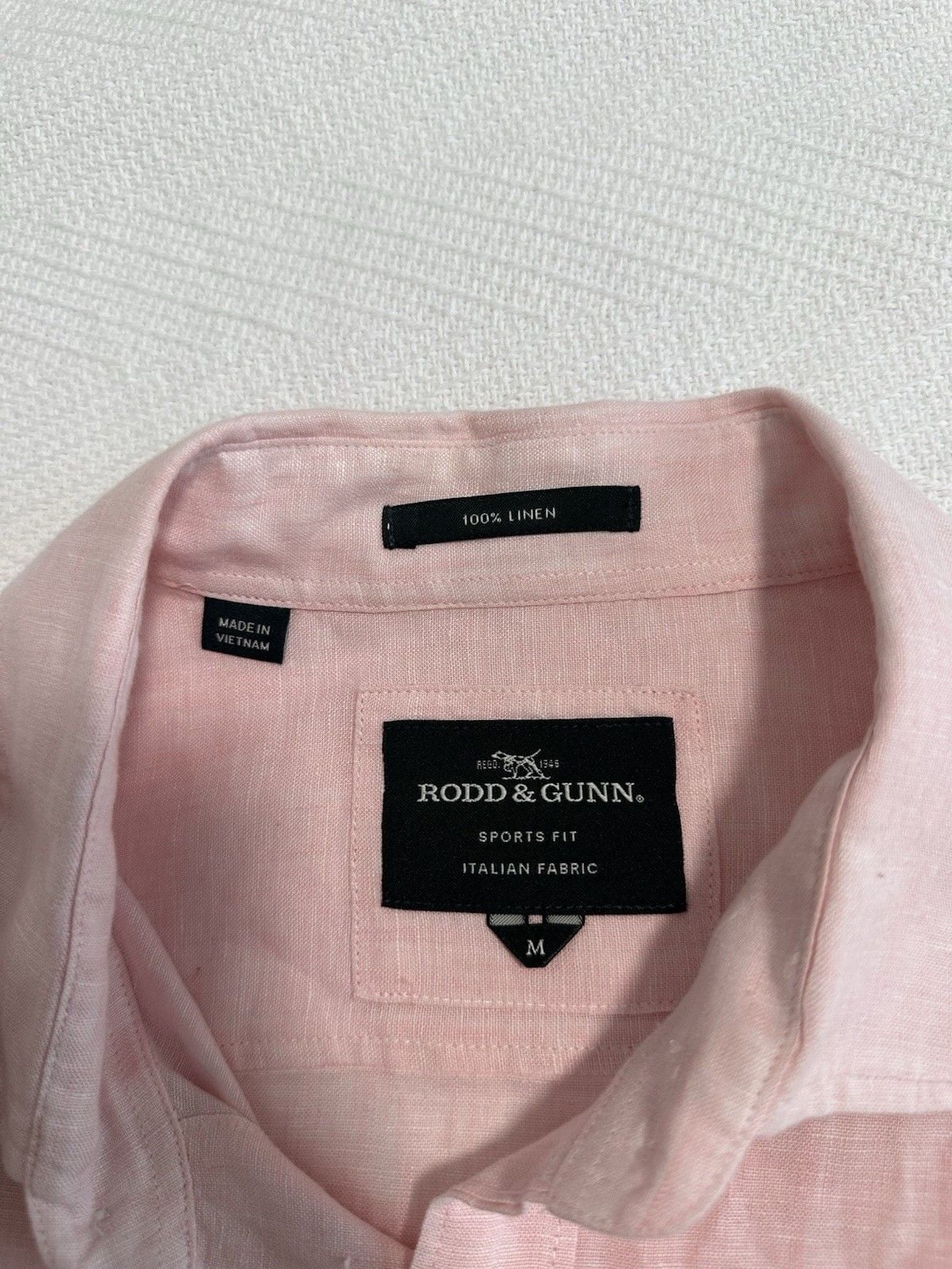 Rodd & Gunn Shirt Mens Pink 100% Linen Short Sleeve Size M 6