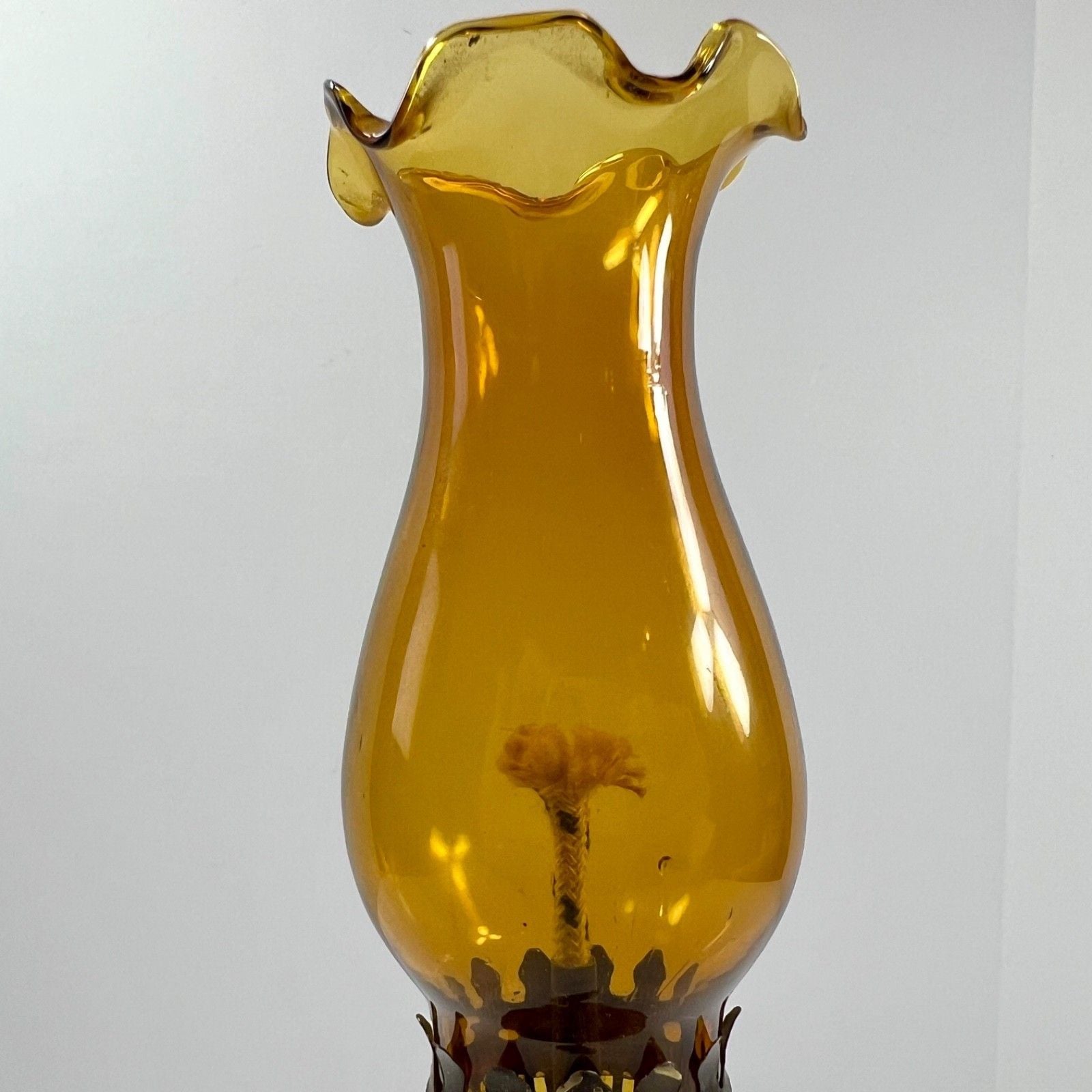 Vintage Chap Stick 1976 Amber Glass Mini Oil Lamp "The Last Supper" Hong Kong 11