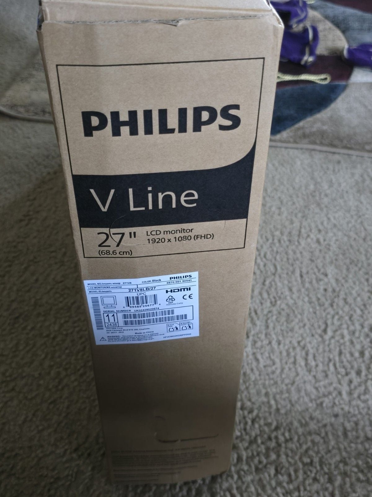 Philips V-Line 271V8LB/39 27" Full HD Monitor Hdmi Built In Speakers 6