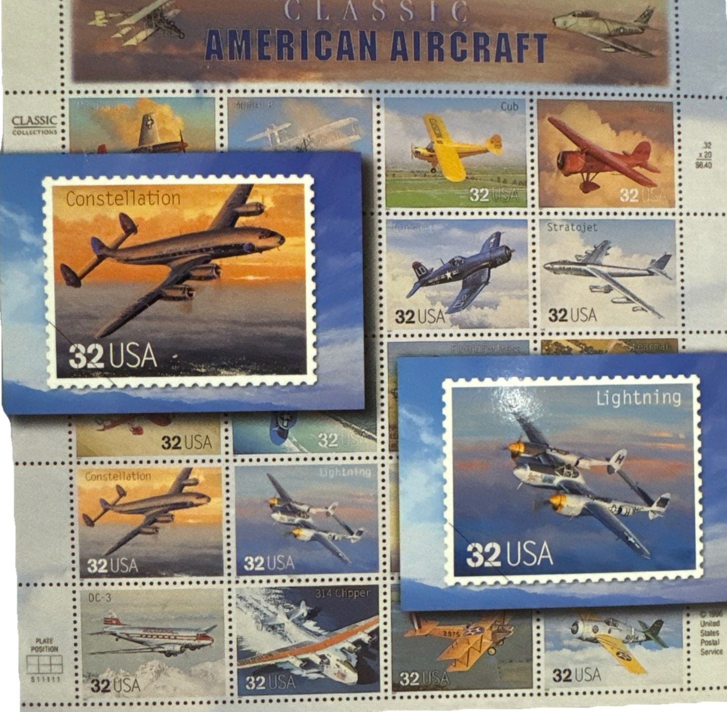 2pk USPS Classic American Aircraft XL Postcards Air Force Farmable Gallery Wall 12