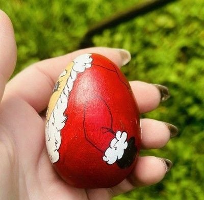 VTG 1990 Handpainted & Artist Signed Santa & Rudolph The Red Nosed Reindeer Eggs 18