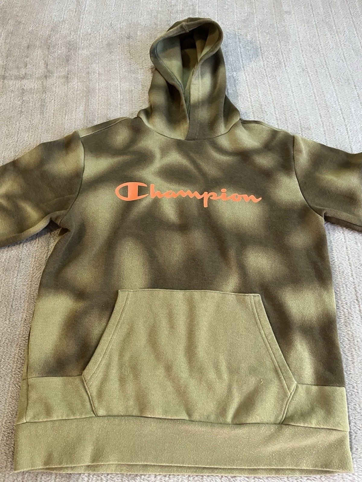 Yth Champion Hoodie Size L (14/16) Green Tie Dye Pullover Sweatshirt Fall Winter 6