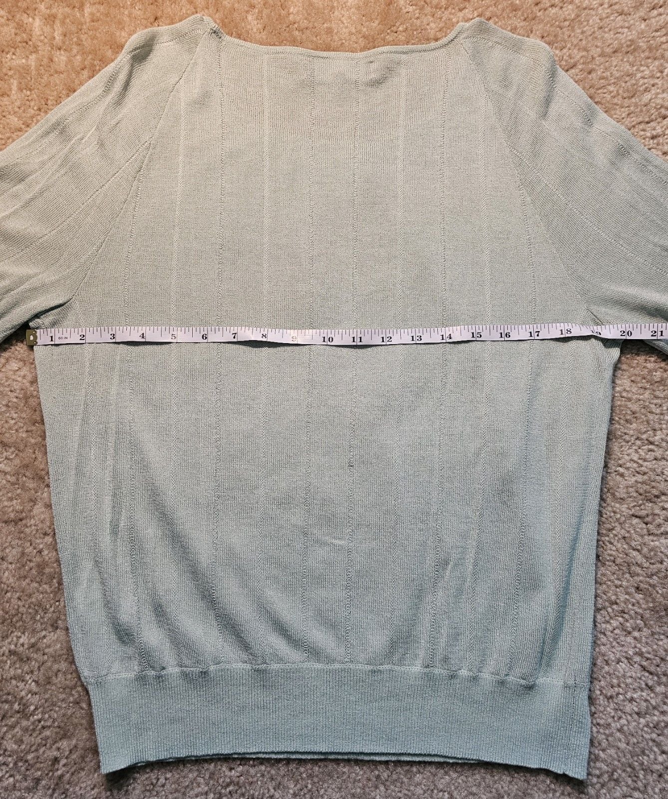 Jones New York Collection Women's L Sage Green 3/4 Sleeve Knit Pullover Sweater 10