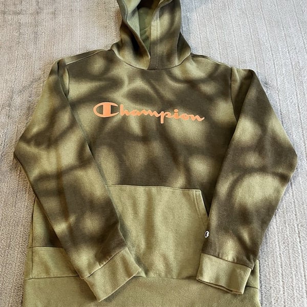 Yth Champion Hoodie Size L (14/16) Green Tie Dye Pullover Sweatshirt Fall Winter