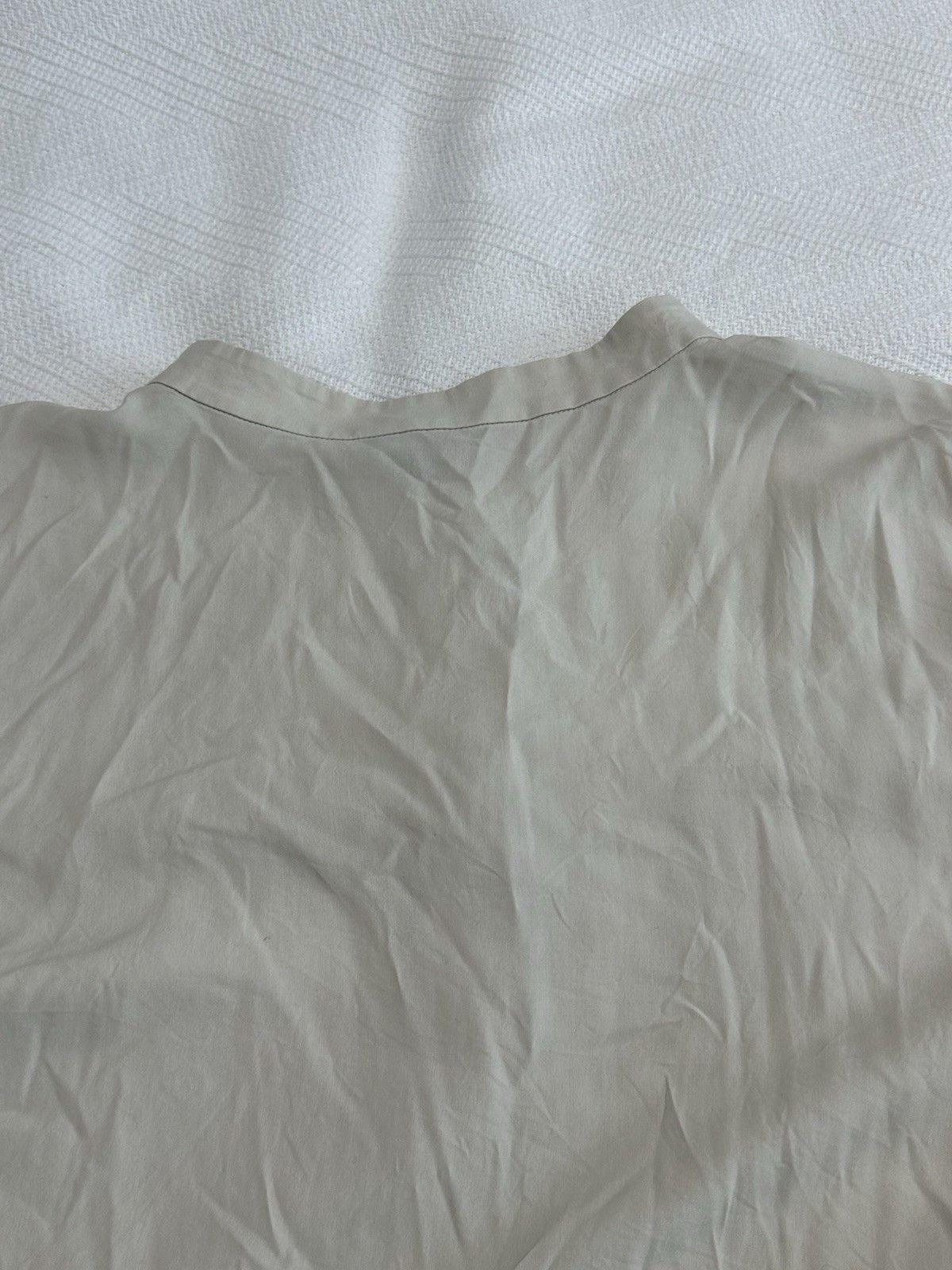 EILEEN FISHER Beige cream Mandarin Collar Button Front silk tunic Blouse - XL 16