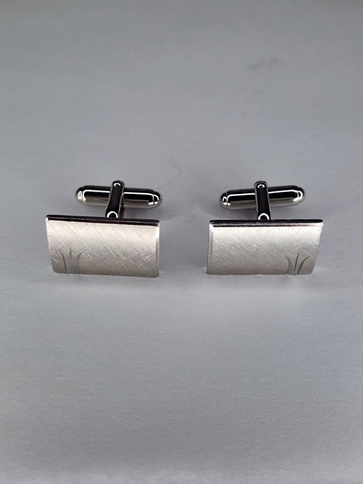 Vintage Anson Sterling Silver Cufflinks Blank No Monogram Brushed Rectangle... 3