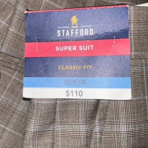 Stafford Men's Plaid Classic Fit Suit Pants 34x32 8