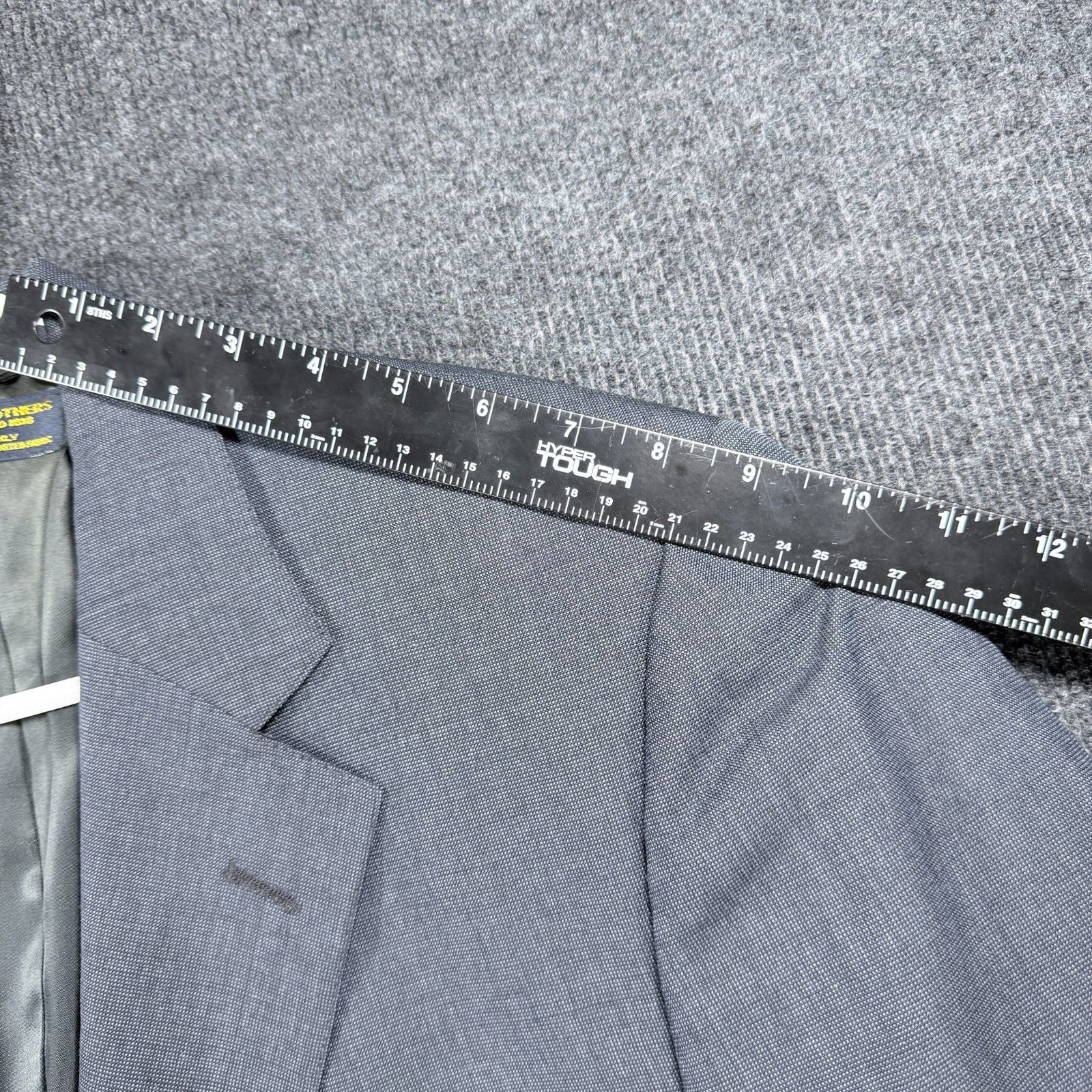 Vintage Brooks Brothers Pure Wool Suit 2 Pc Gray Blue Check Plaid 43R W38 L29.5 9