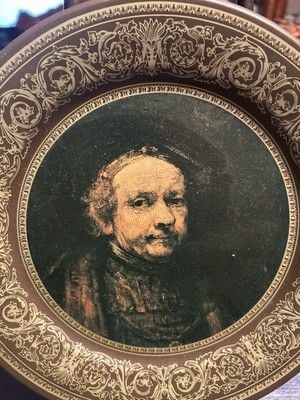 Portrait-Rembrandt Vintage Metal Wall Art Van Rijn (1606-1669) 1974 10in 7