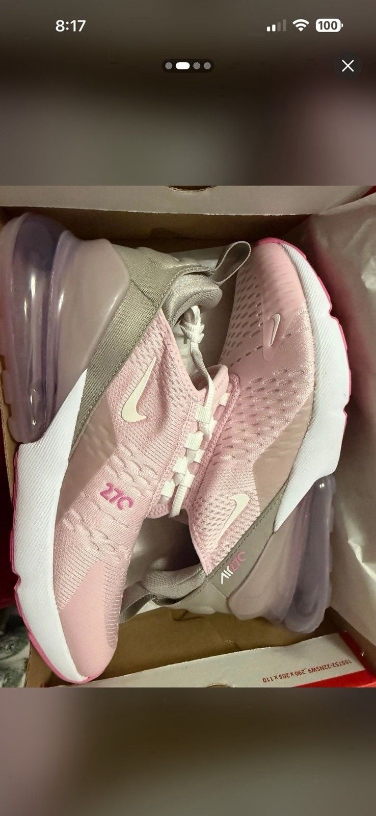 Nike Air Max 270 Women’s Low Top Sneakers Pink White Gray Defects 3