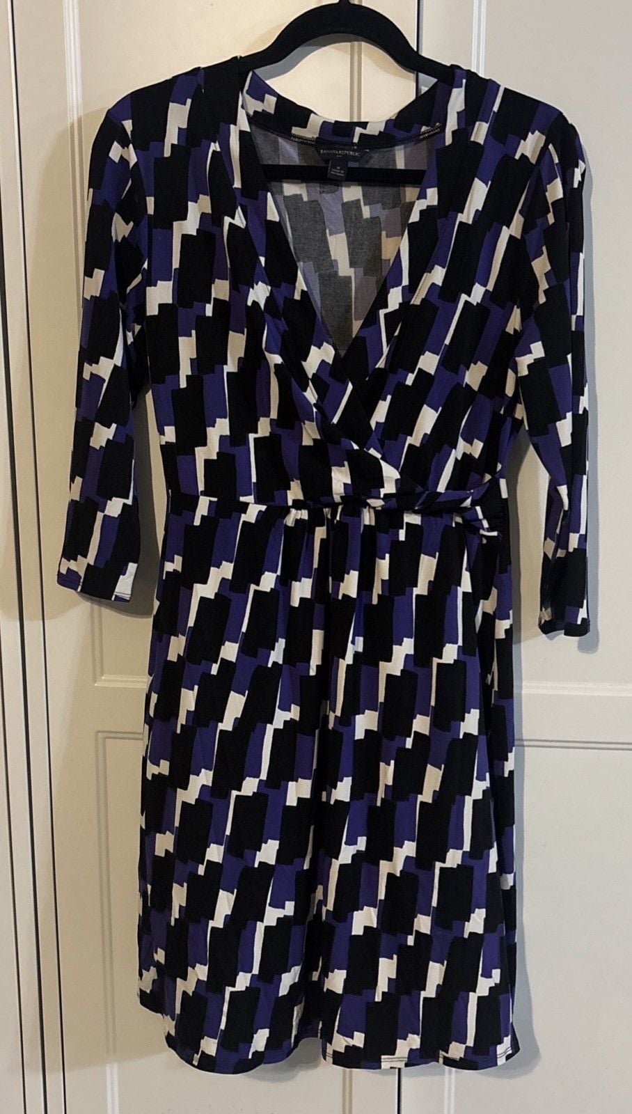 Banana Republic Fit & Flare Dress Womens Medium Multicolor Geometric 3