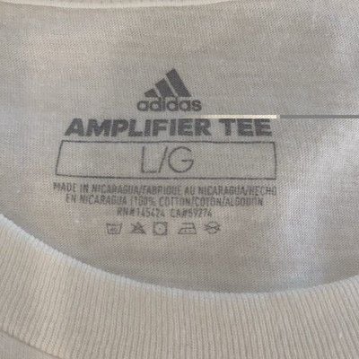 Adidas Men's White Crew Neck T-Shirt with Black Logo Stripe Size L 10