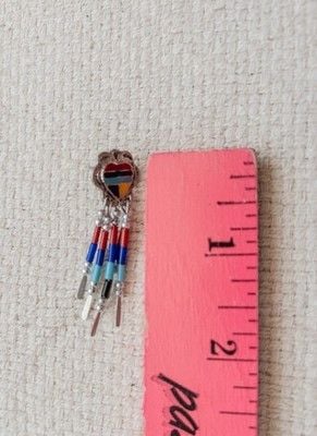 VTG Native Style Beaded Chief Necklace & Silver Tone Inlay Earring Lot 2pc 4