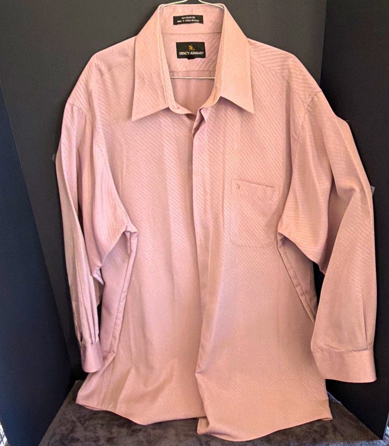 Stacy Adams Men's XL Regular Fit Pink/Purple Striped Dress Shirt 17-17.5 32/33 2
