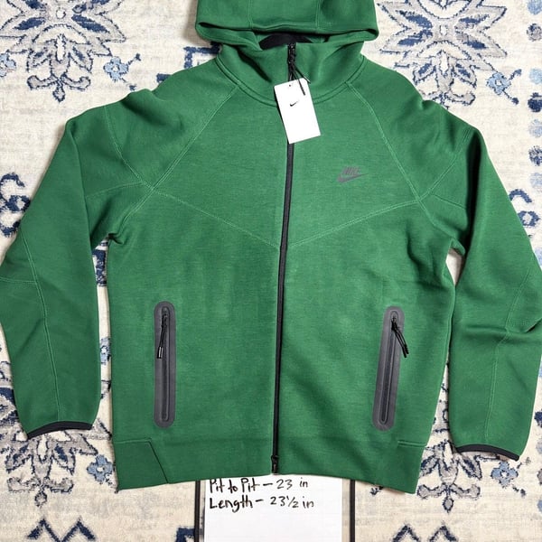 Nike Tech Fleece Full Zip Jacket size Large Dark Green Cotton Polyester Blend