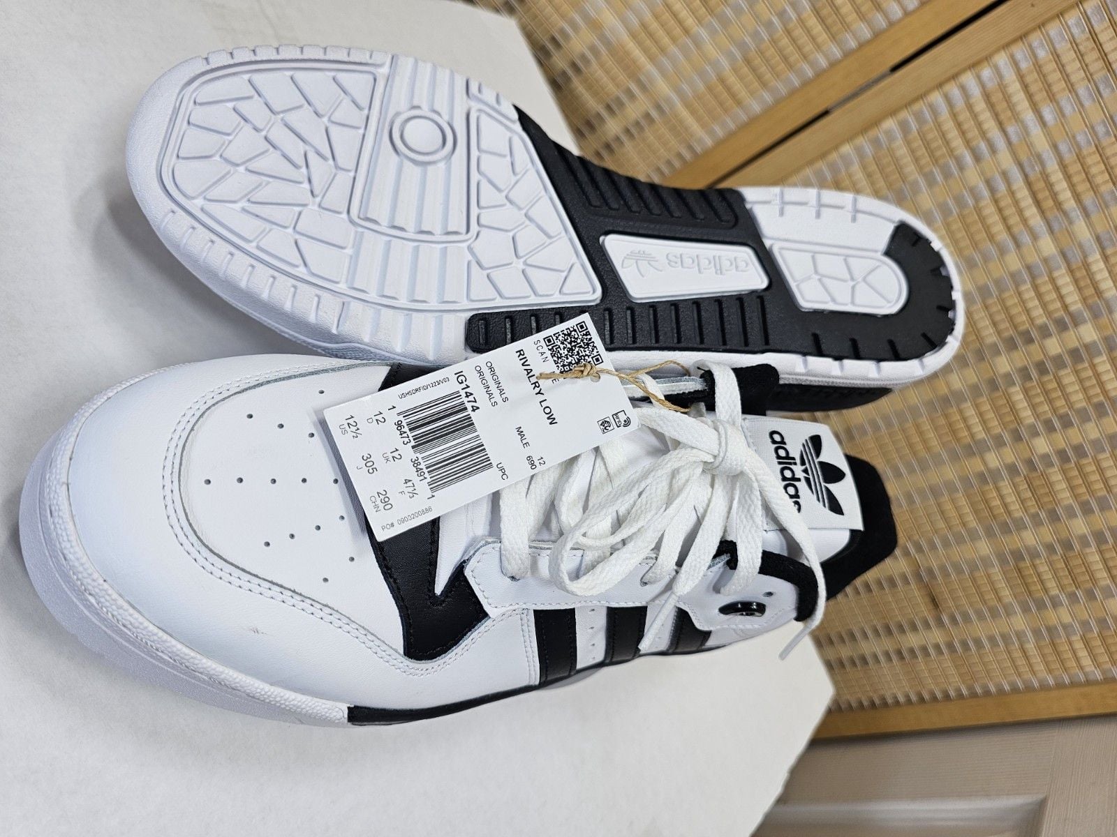 adidas Originals Rivalry Low IG1474 Men's 12.5 White Black Sneakers NWT 15