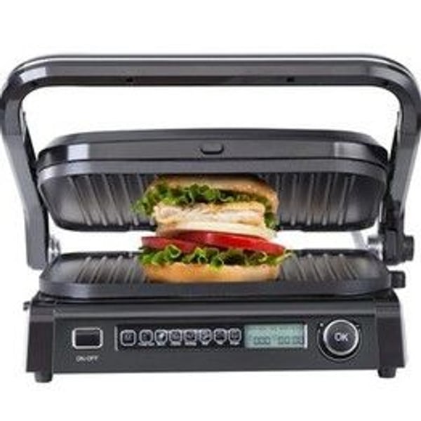 Gevi 7 in 1 Electric Contact Grill,1800W Indoor Press Griddle,Stainless Steel