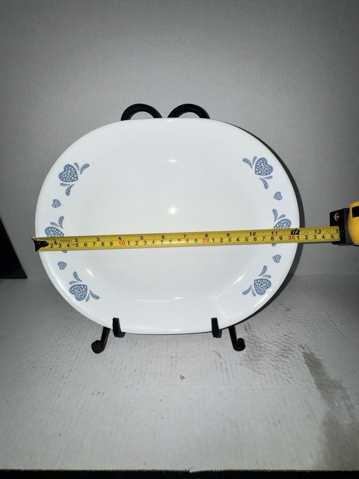 CORNING CORELLE BLUE HEARTS SPONGED 10" X 12 1/4" OVAL SERVING PLATTER 2