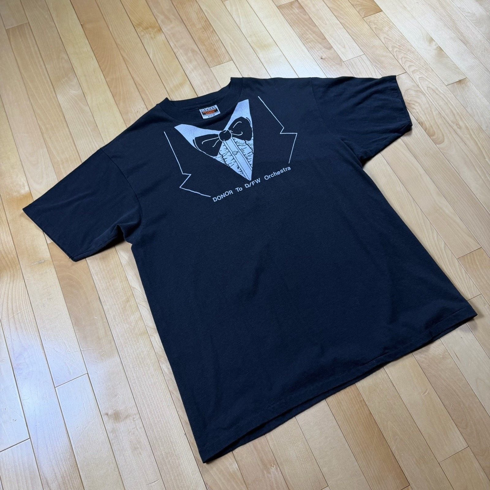 Vintage 80s Hanes DFW Orchestra Donor T Shirt XL Made USA Tuxedo Graphic 3