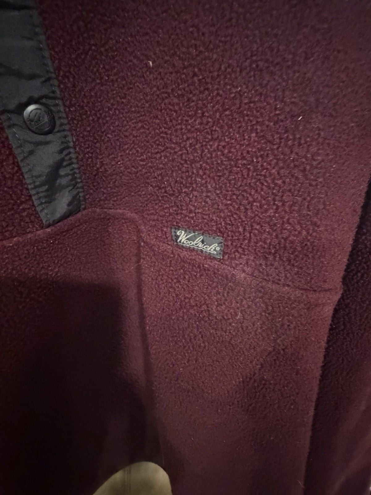 Vintage Woolrich Men's Snap-T Fleece Pullover Jacket Burgundy Maroon Size 2XL 3
