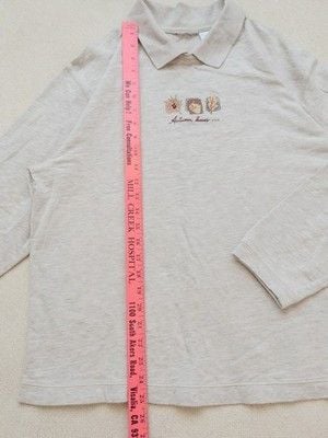 Vintage Fall Autumn Leaves Acorn Embroidery Mock Collar Sweatshirt Large Cotton 5