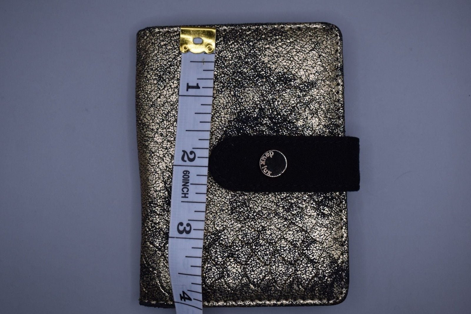 Deux Lux Metallic Gold Snakeskin Small Bifold Wallet with Snap Closure 5