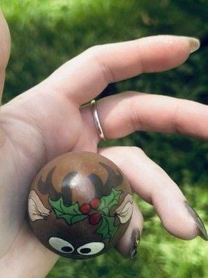 VTG 1990 Handpainted & Artist Signed Santa & Rudolph The Red Nosed Reindeer Eggs 5
