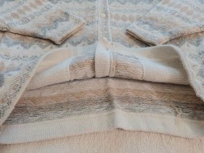 Vintage Arte Inka Alpaca Cardigan Sweater M Peru Pastel Fair Isle Geometric 14