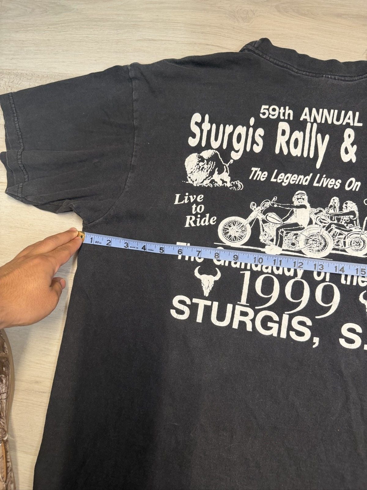 Vintage 1990s T-Shirt Mens XL Black Cotton Jersey Regular Fit Sturgis Motorcycle 8