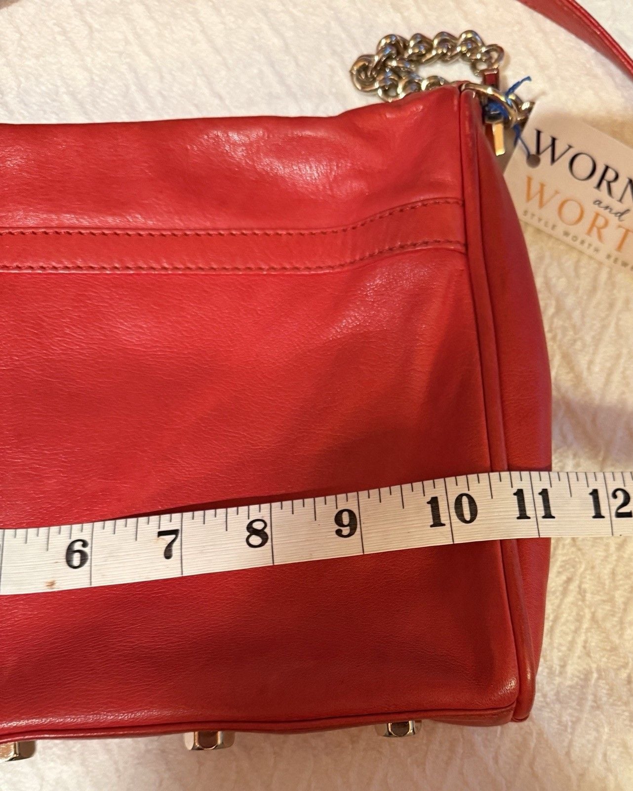Rebecca Minkoff Red Medium Shoulder Bag Gold Chain Strap Zip Inner Pockets 8