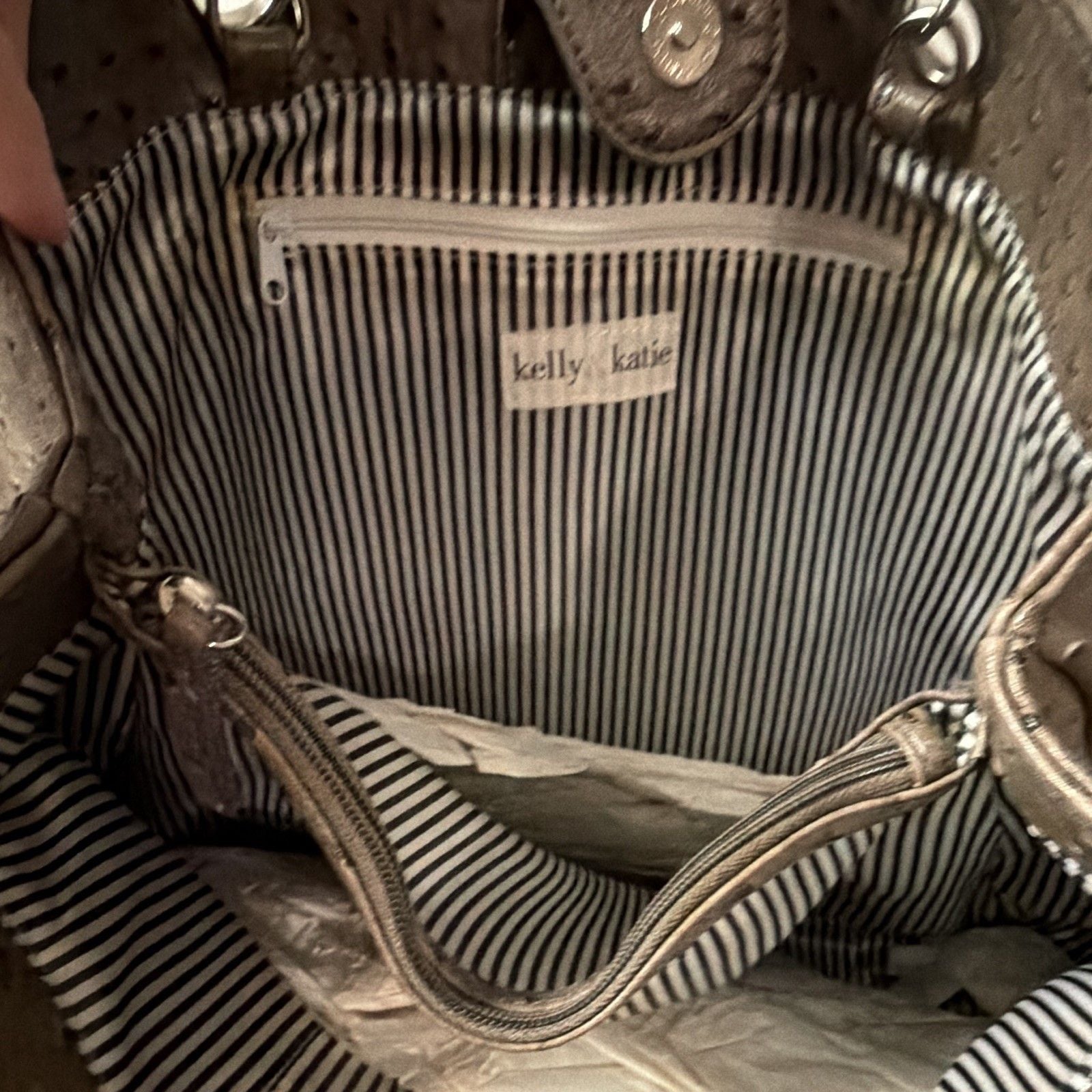 Kelly & Katie Tan Faux Ostrich Leather Shoulder Bag Purse Tote - NWOT 8