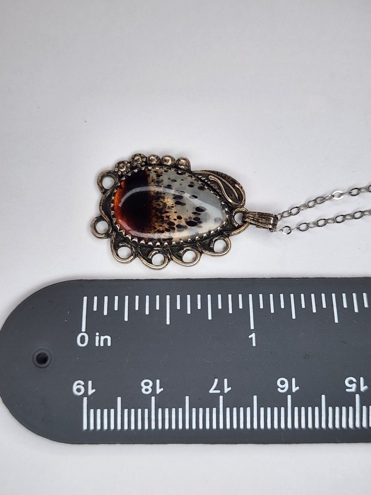 Native American Sterling Silver Agate Necklace 8