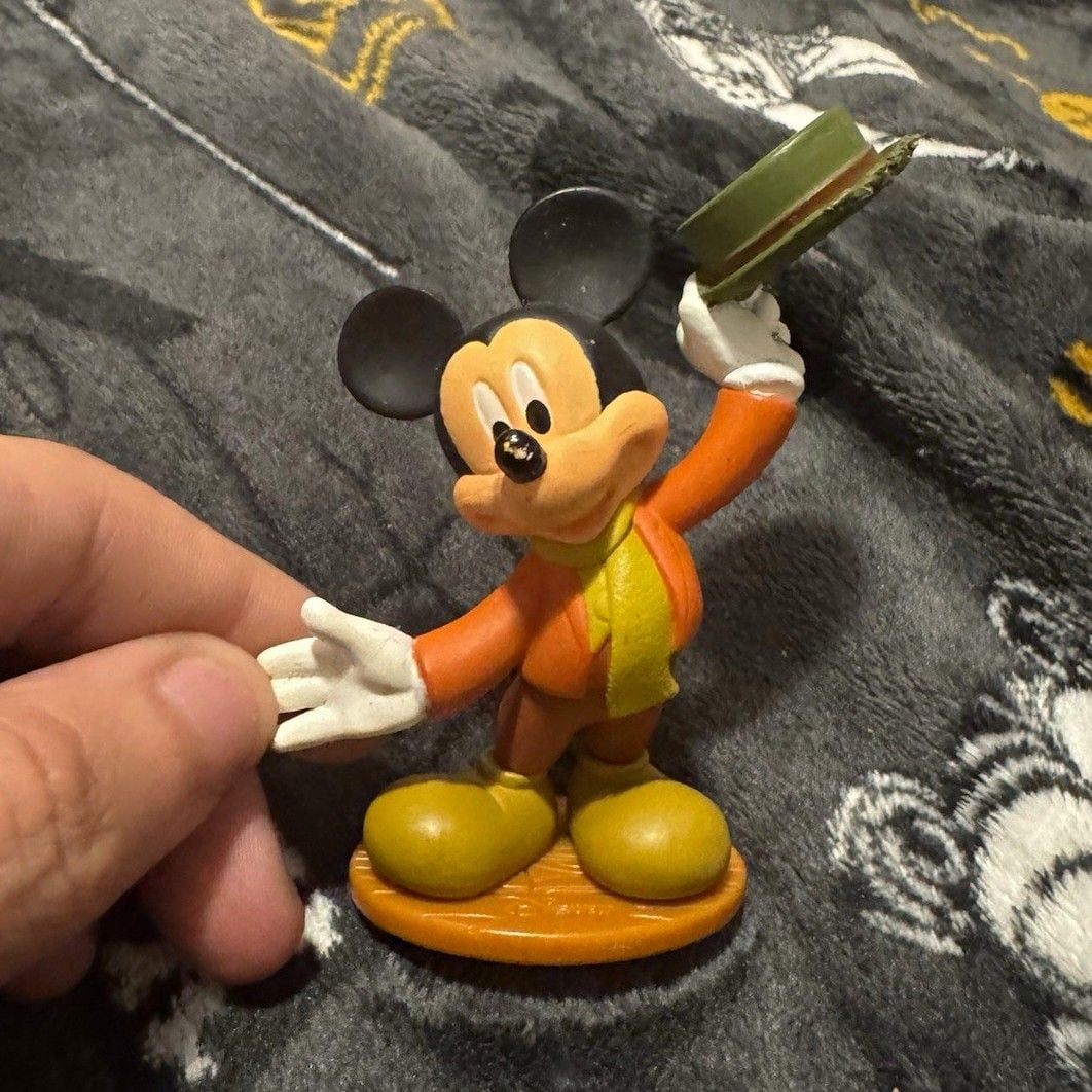 Disney Mickey Mouse 3" Figurine Orange Outfit Tipping Hat 1256LH01 1