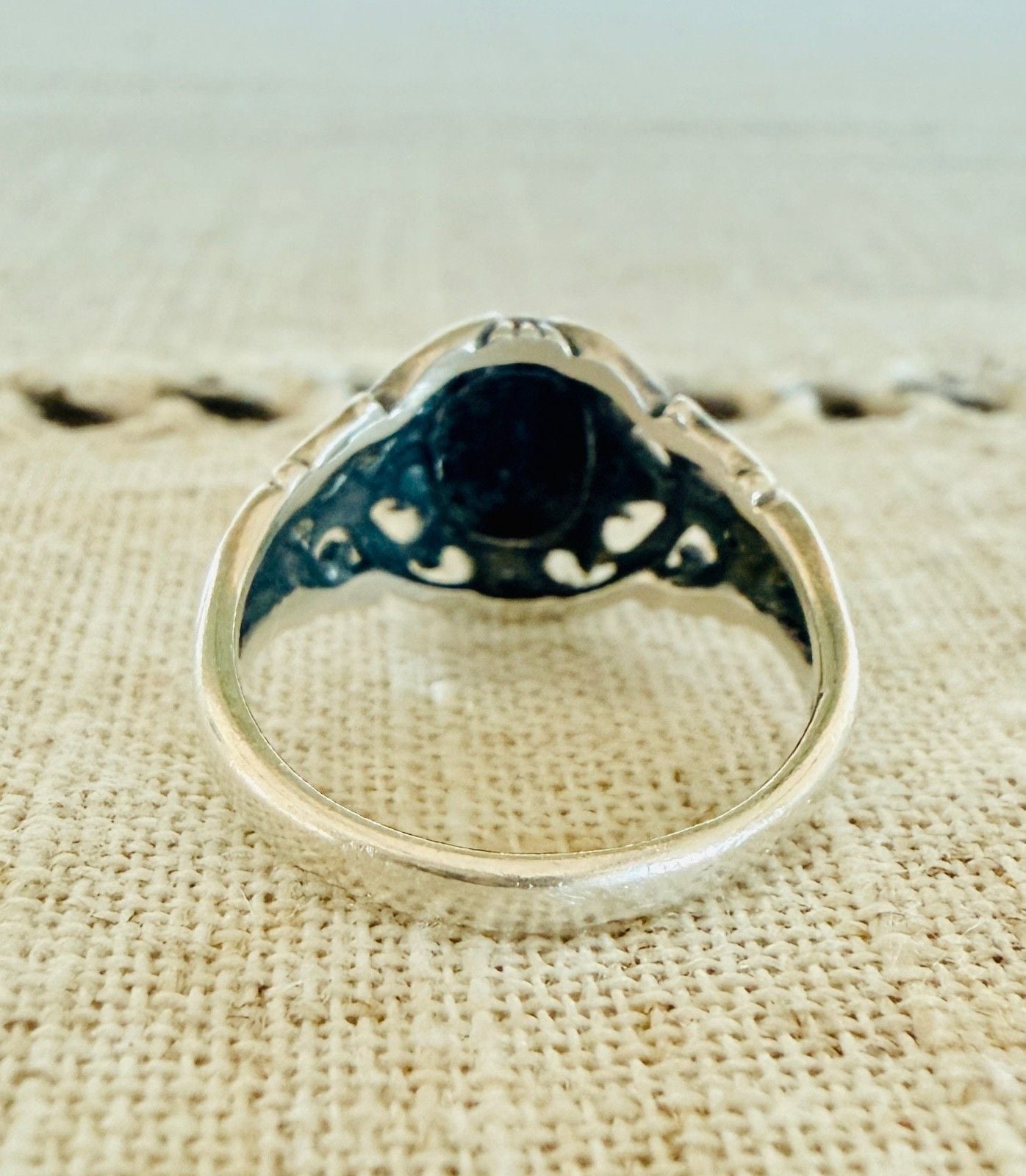 Sterling Silver Natural Turquoise Ring Rope Bezel Southwestern Style Size 5.5 7