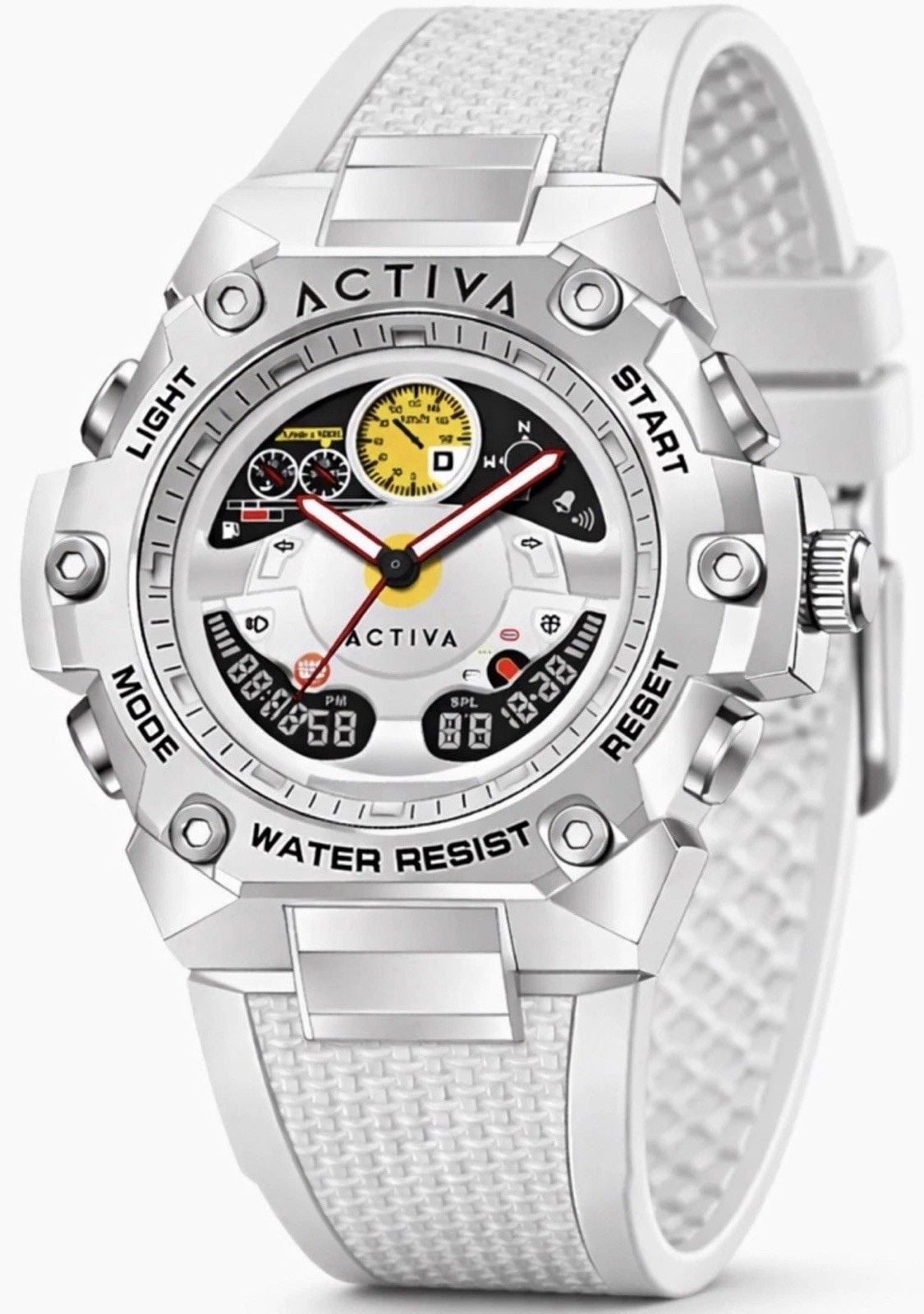 Activa X Invicta Men’s 55mm Analog Digital White Strap Watch ACW8092-004 NIB 2