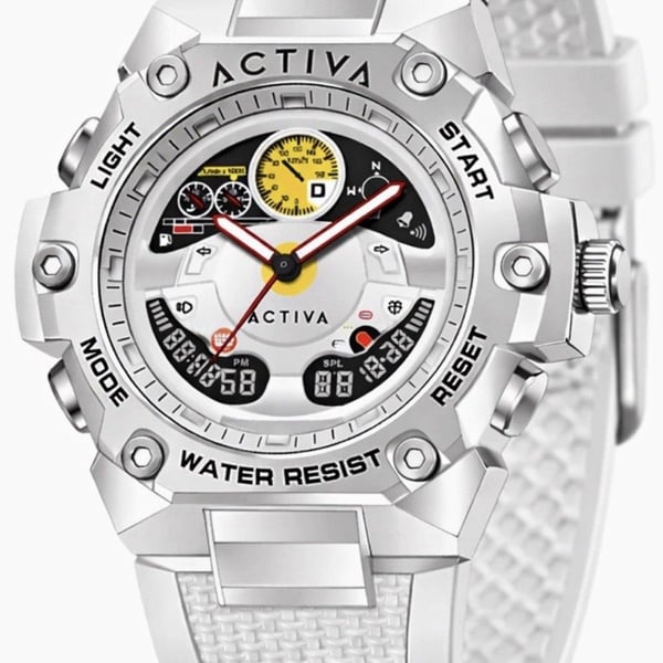 Activa X Invicta Men’s 55mm Analog Digital White Strap Watch ACW8092-004 NIB