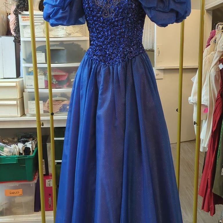 Mike Benet Blue Ball Gown with Puff Sleeves Size 6 OBO 1