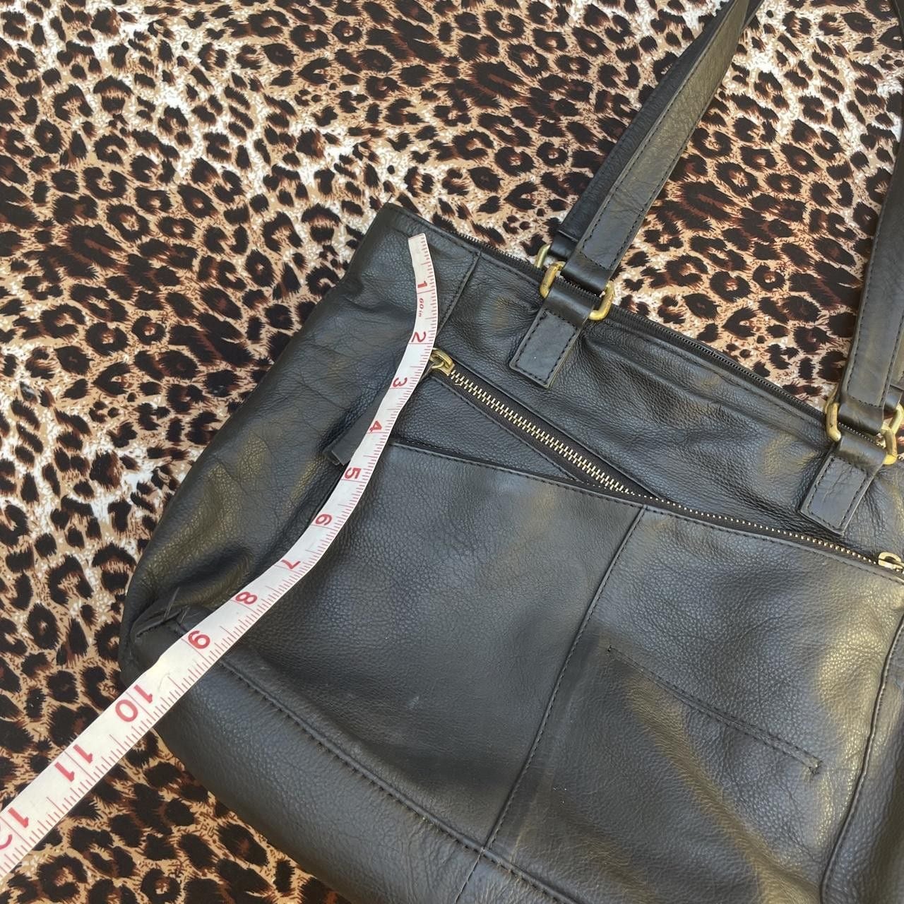 90s black leather tote bag 6