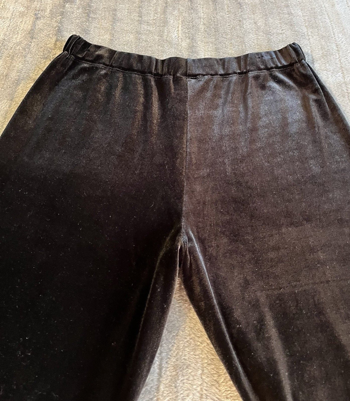 Women’s Lands' End Black Velvet Pants Size Med Elastic Waist Wide Leg Holiday 7