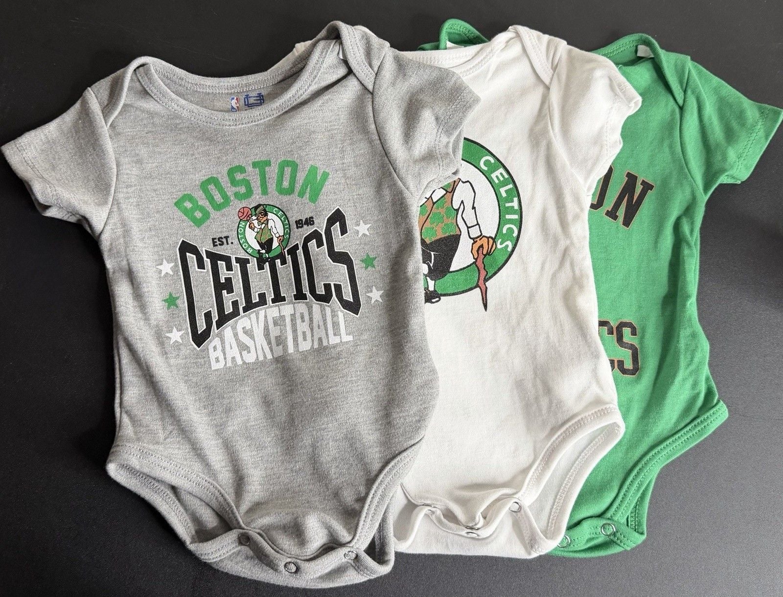 Ultra Game Boston Celtics NBA 3pc Baby Bodysuit Set 6-9M 2
