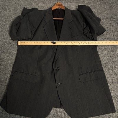 Vintage Christian Dior Suit Mens 46L 44x32 Charcoal Gray Pinstripe Wool 2 Piece 6