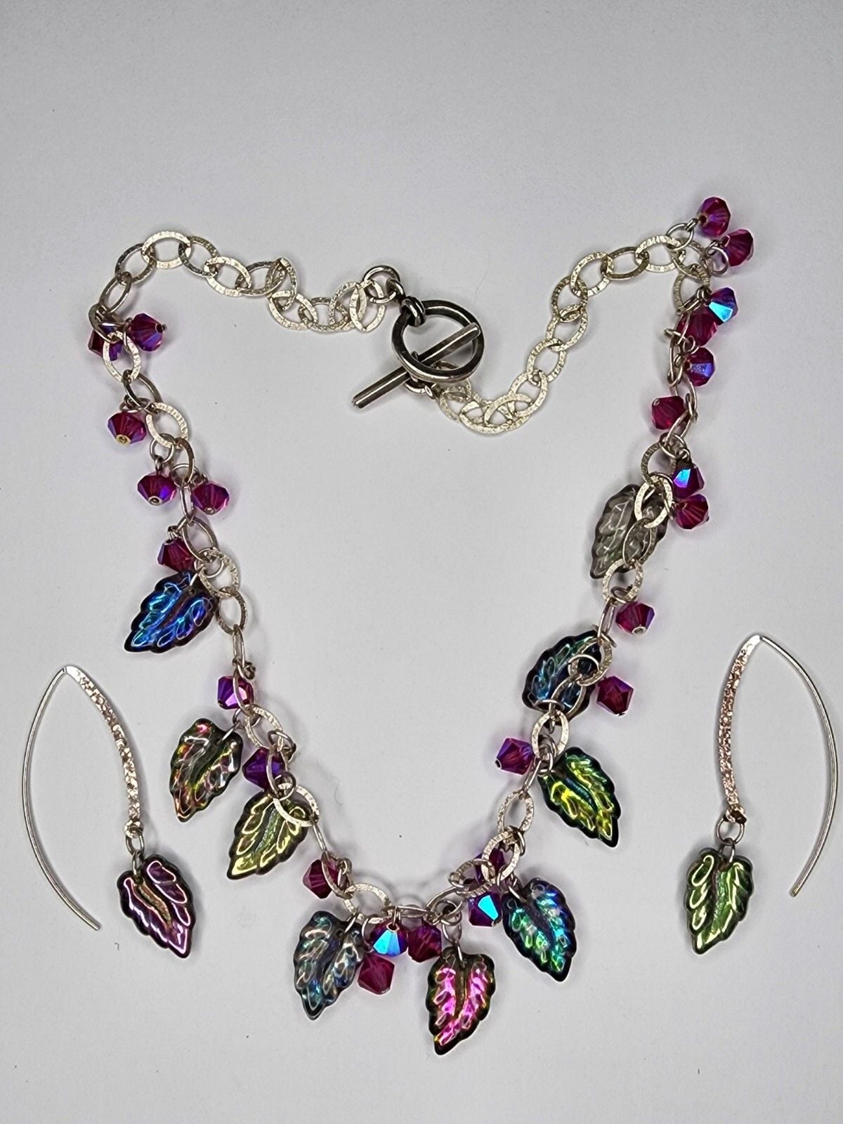 Sterling Silver Fashion Toggle Necklace Earring Set 1