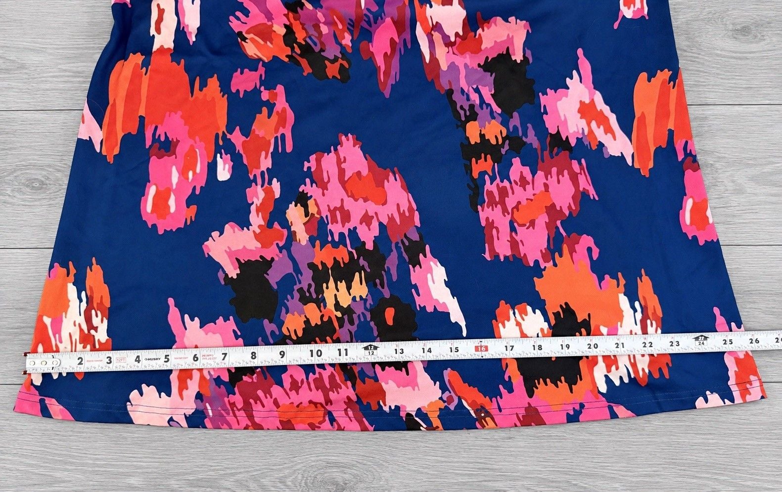 Womens M Navy Multicolor Abstract Floral Swing Dress Tie Back Sleeveless 7