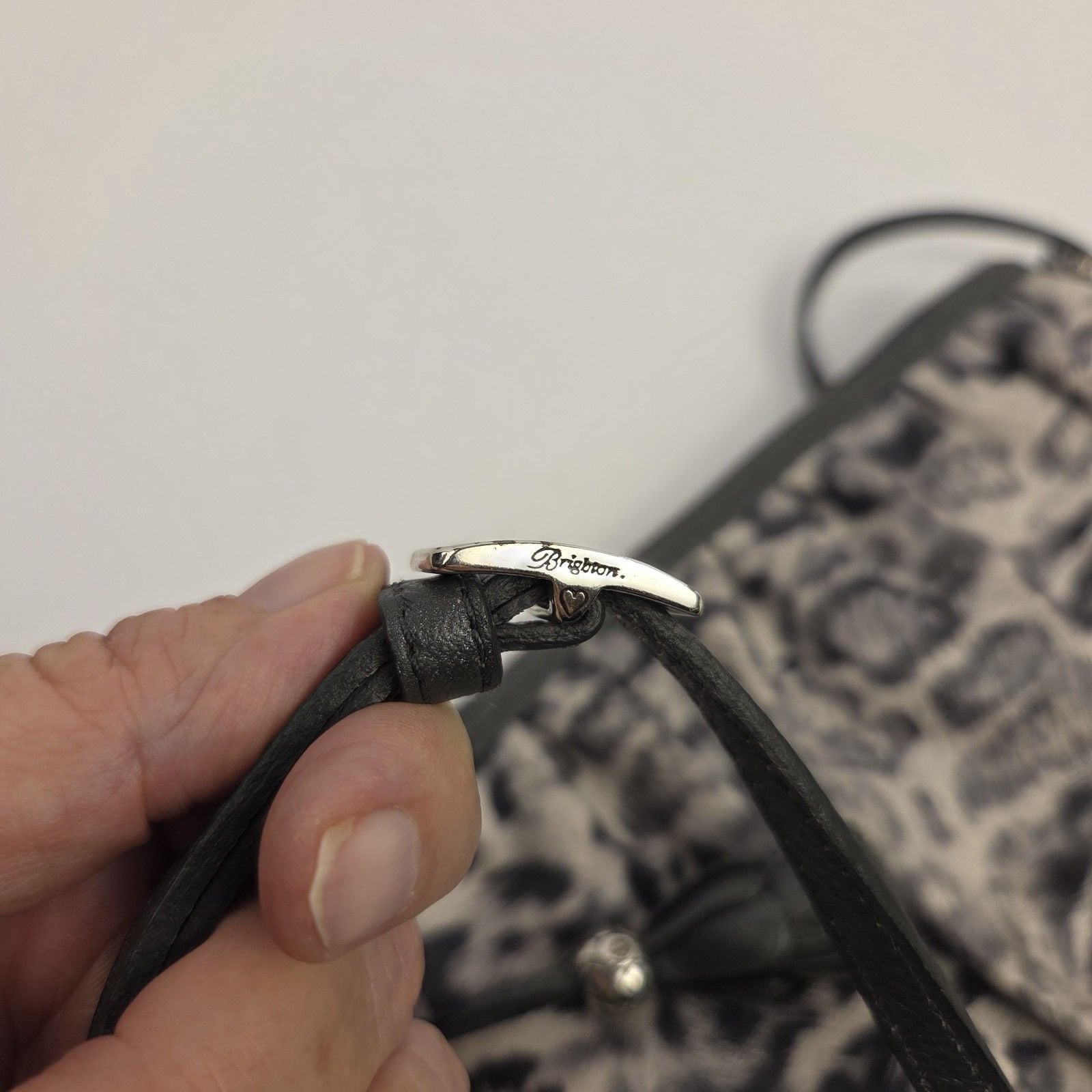 BRIGHTON Cosmo Cat Crossbody Clutch Mini Bag Grey Snow Leopard Animal Print 13