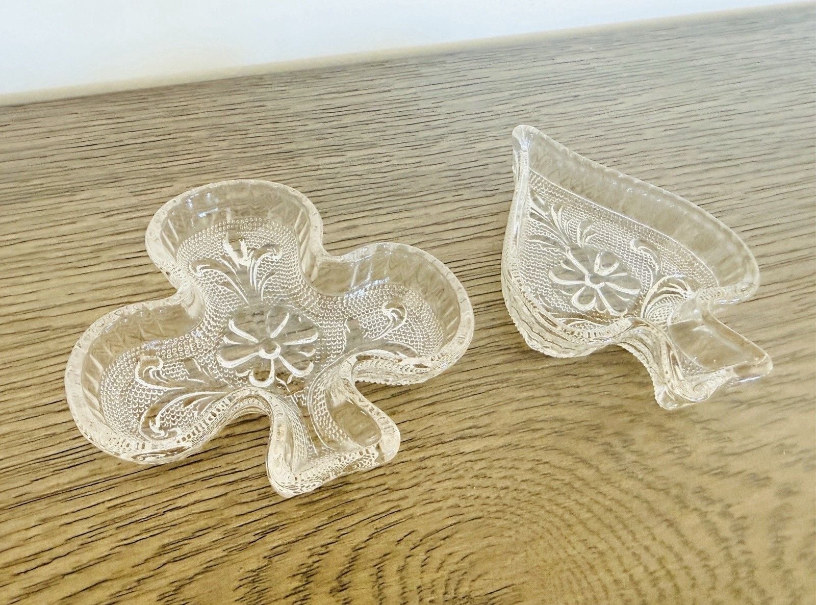 Vintage Indiana Glass Clear Spade Club Trinket Tray Card Suit Bridge Ashtray 2