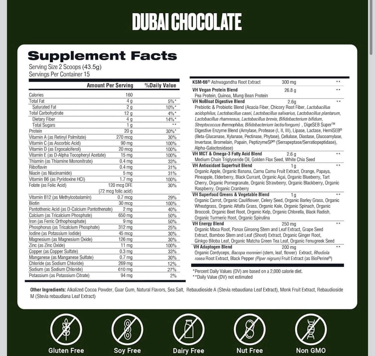 VitaHustle ONE Vegan Protein Powder, Dubai Chocolate 3