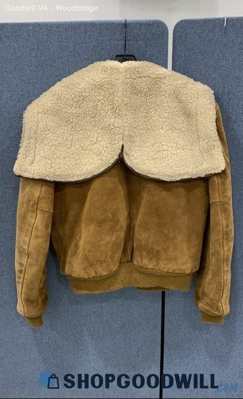 VTG 70s Schott NYC Suede Bomber Jacket Mens Split Hood Sherpa Fleece Lined USA 5